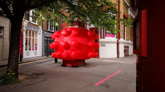 inflatable telephone booth at Clerkenwell design week by artist Steve Messam