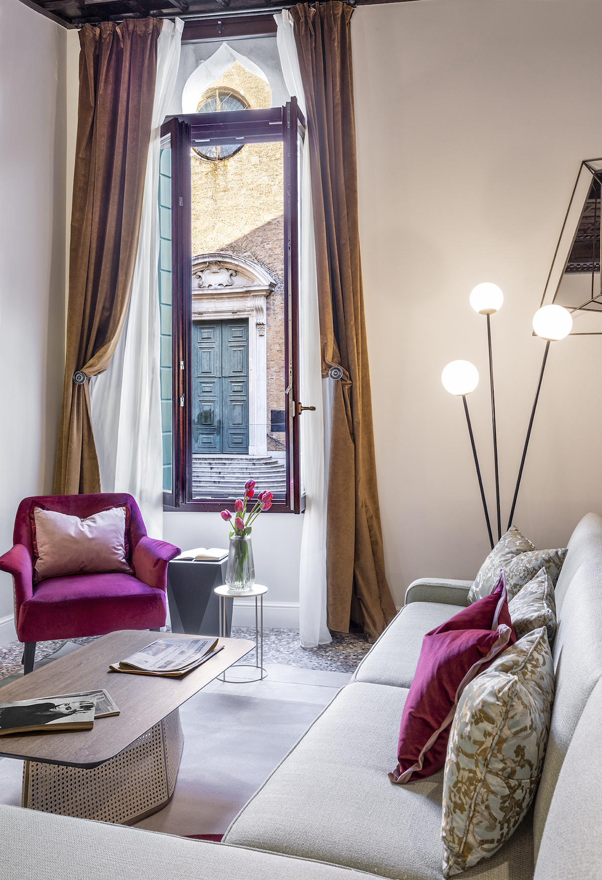 Living room inside luxury apartment in Venice