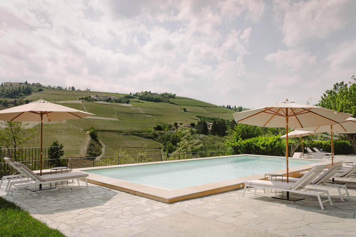 Rolling hills in the background and outdoor pool
