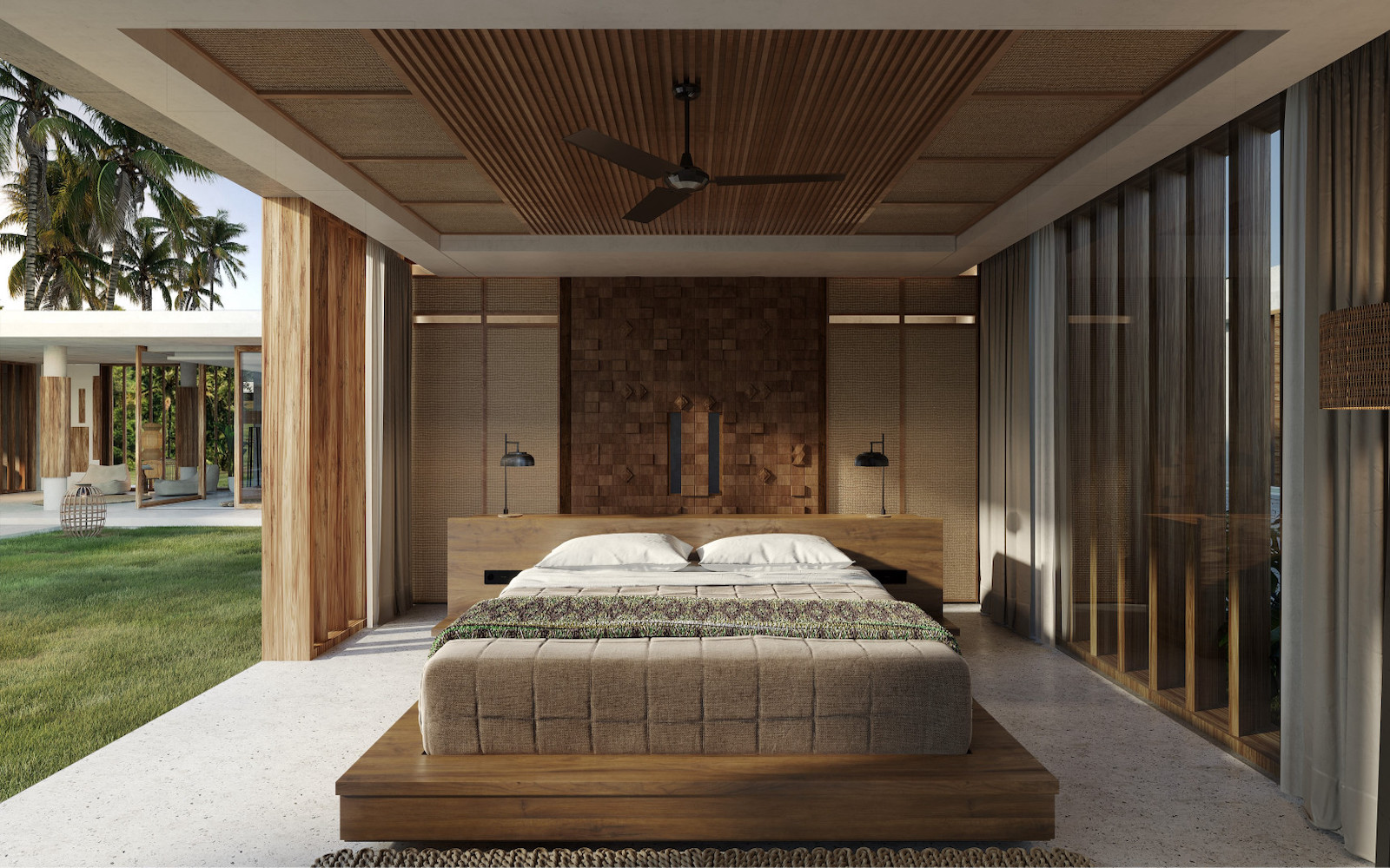 Render of indoor/outdoor bedroom in Indonesia hotel