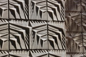 detail of textured concrete blocks with surface design created for Arizona Biltmore by architect Frank Lloyd Wright