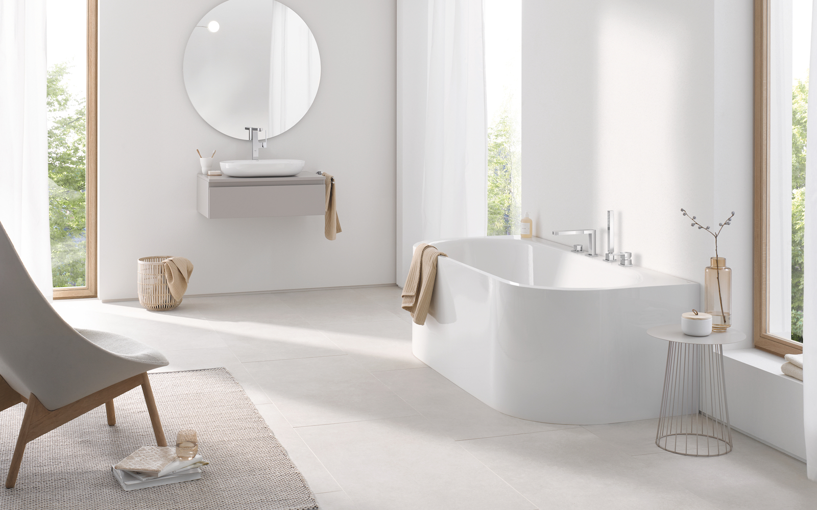 GROHE bathroom featuring Essence Vessel basin 60 (RRP £715.61) with GROHE Plus basin mixer (£307.56)