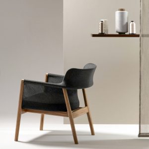 Aran wood frame chair with upholstered seat in grey by Morgan