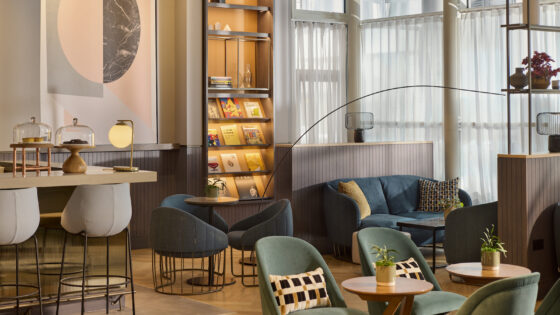 Lounge area inside Hyatt Regency Hotel in London Blackfriars