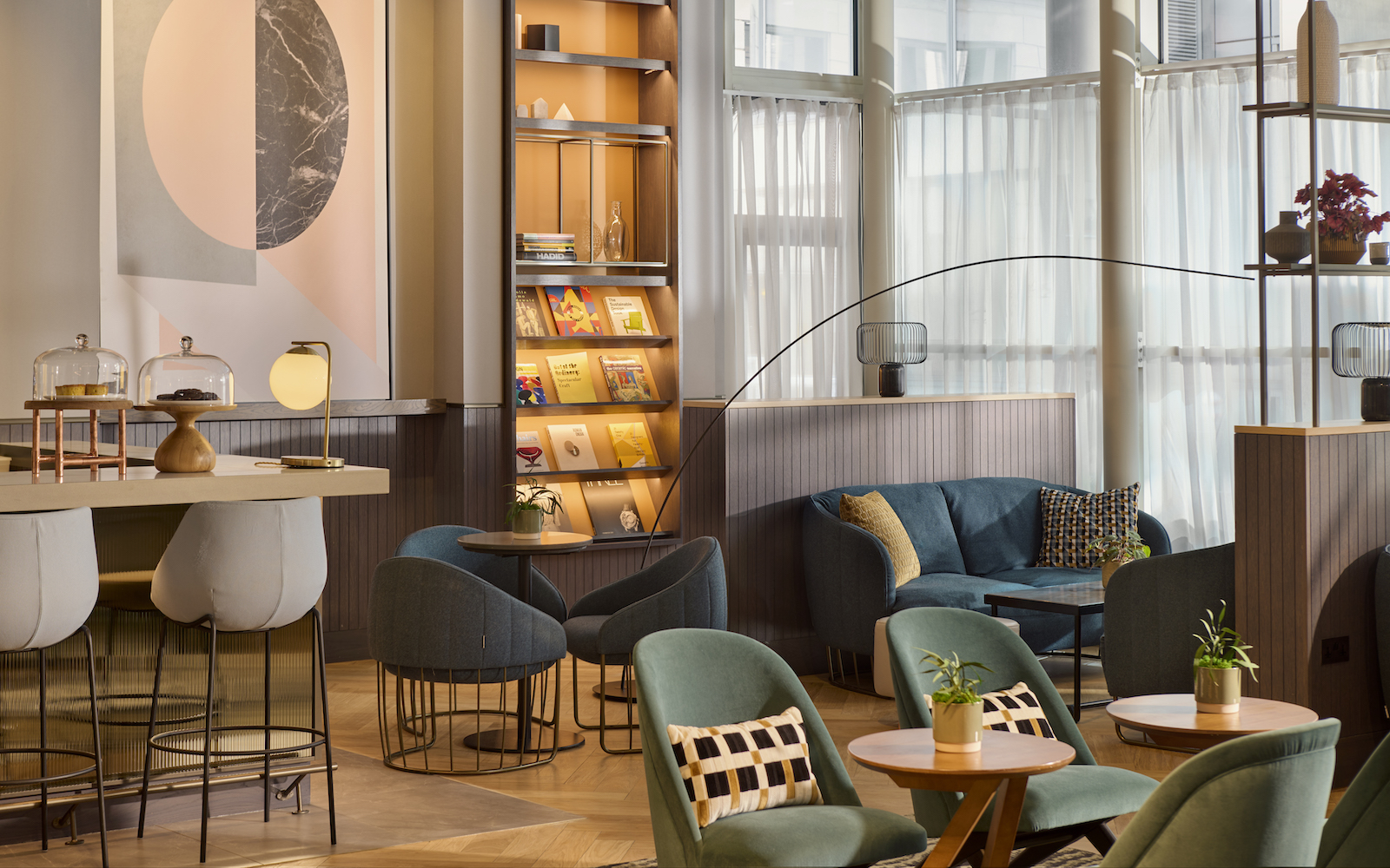 Lounge area inside Hyatt Regency Hotel in London Blackfriars