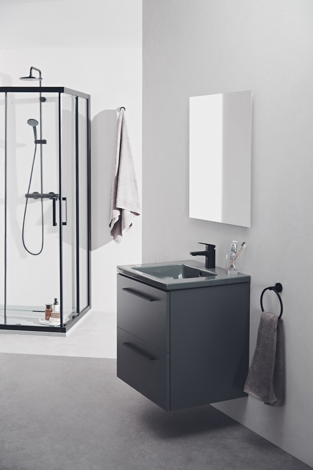 i.life glossy grey Image showing grey basin in bathroom