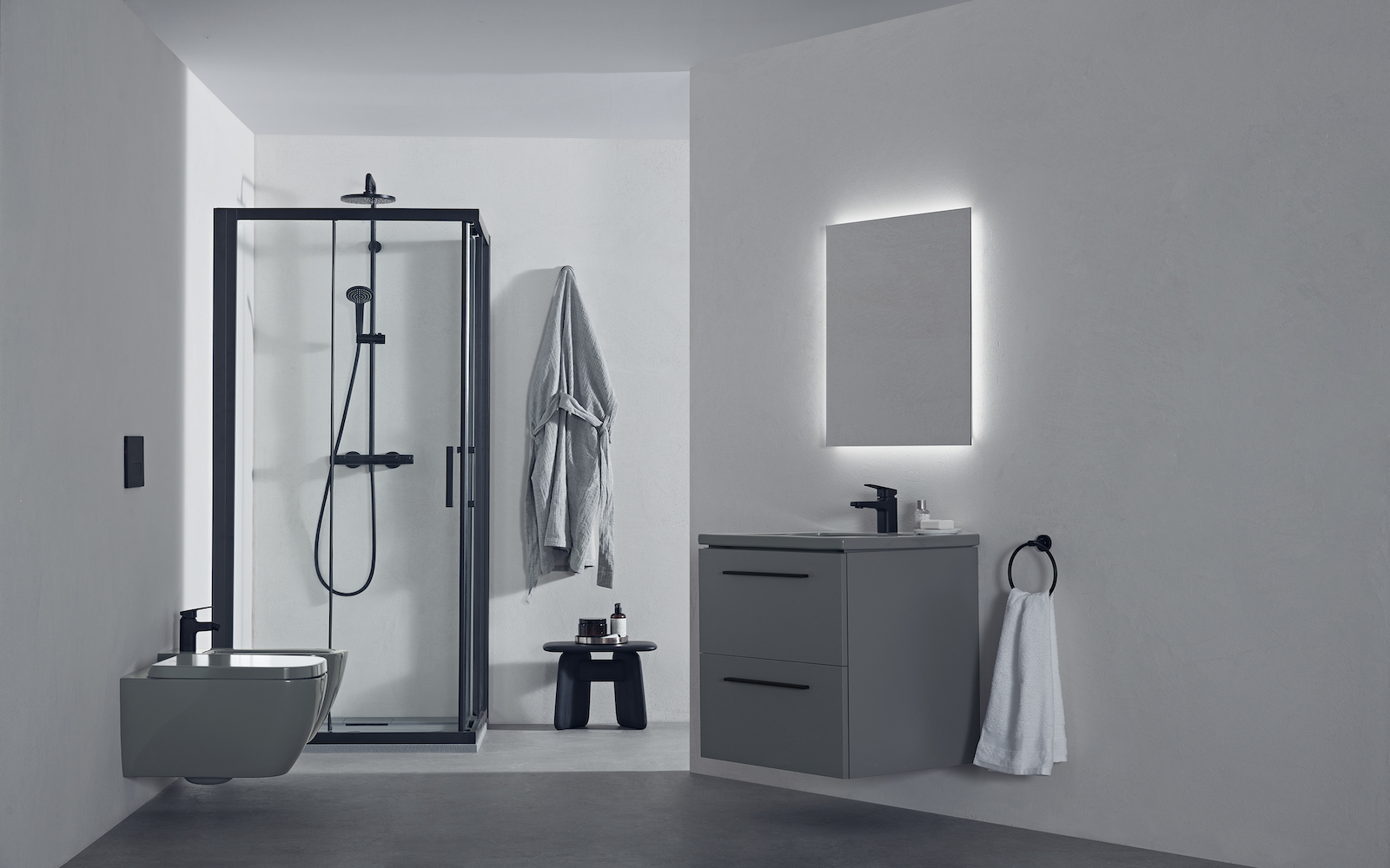 i.life glossy grey Image of bathroom in modern set