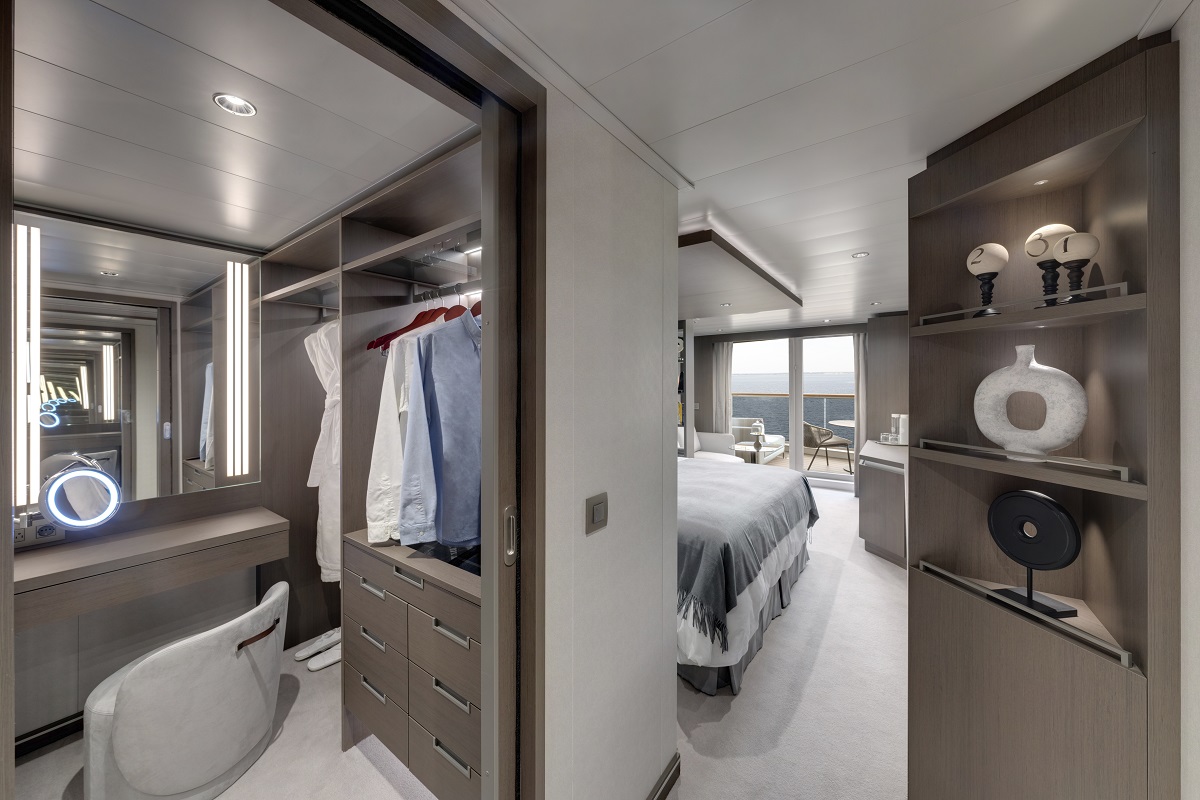 A large suite inside Explora 1 cruise ship 