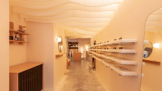 monc store interior with textured wavy roof winning a surface design award