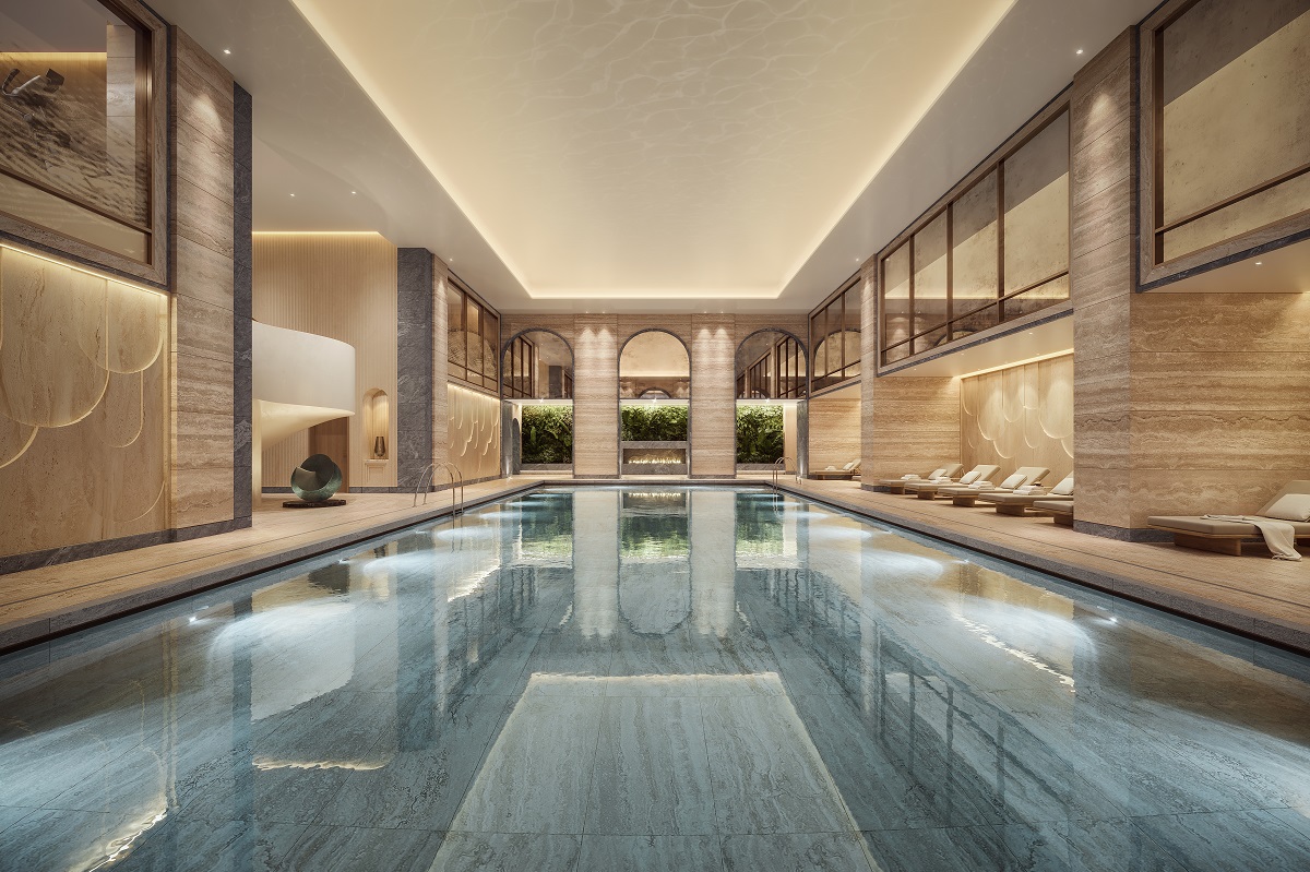 OWO Pool inside Raffles London, designed by Goddard Littlefair