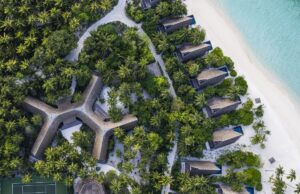 aerial view of the structure of Vommuli House which is based on the shape of the Banyan tree