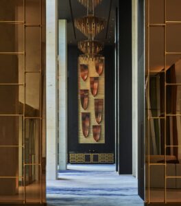 columns leading down the entrance of St Regis Chicago