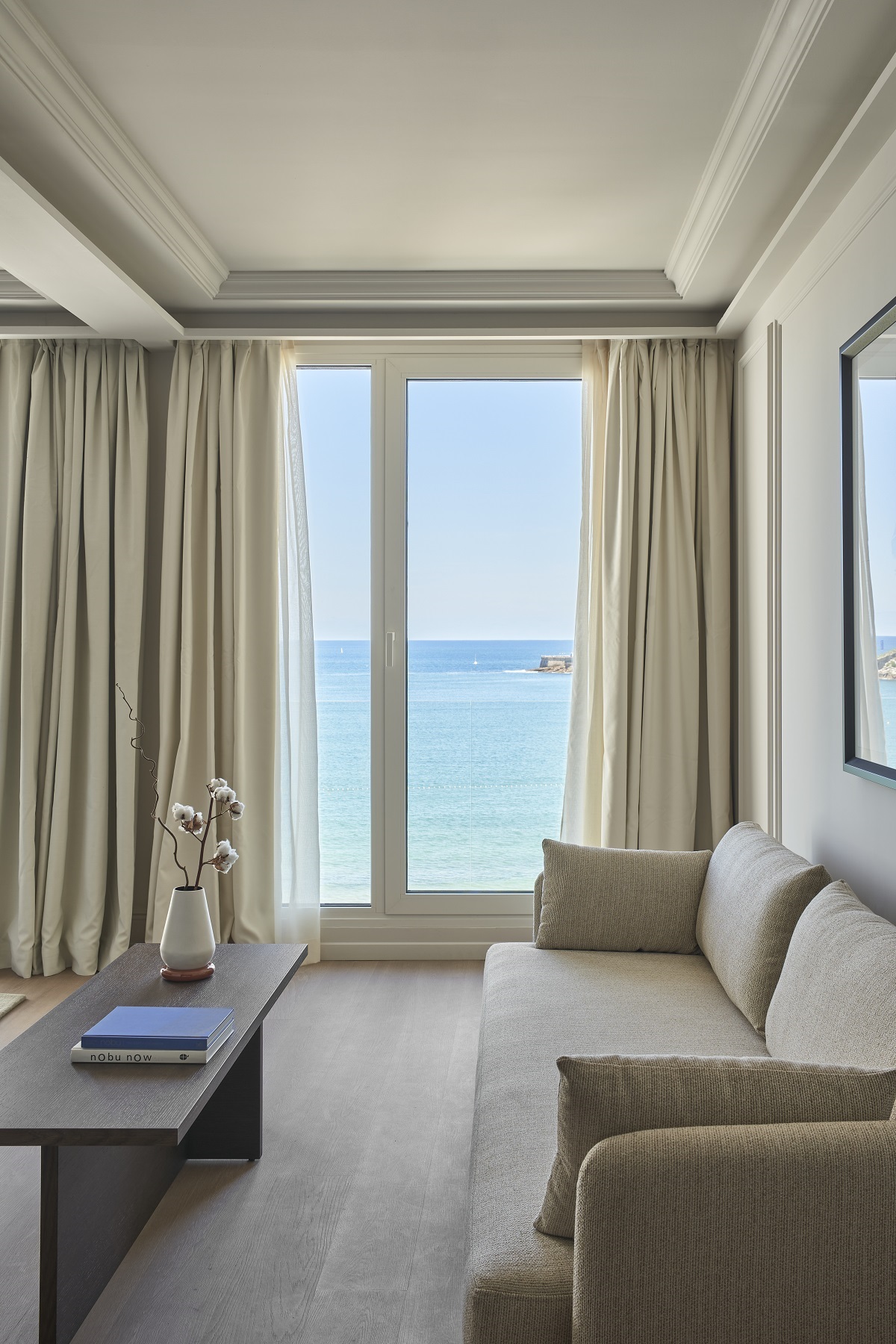 cream and minimal interior in guest suite at Nobu San Sebastian
