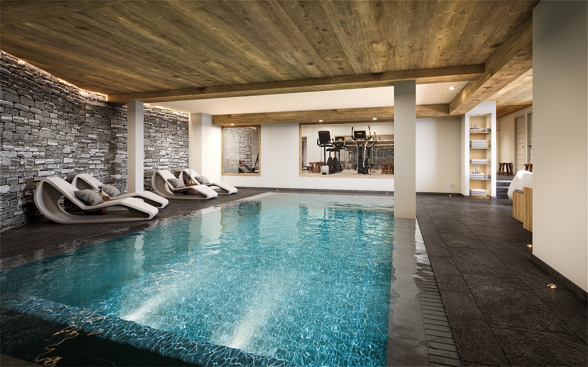 A luxury pool inside chalet in Meribel