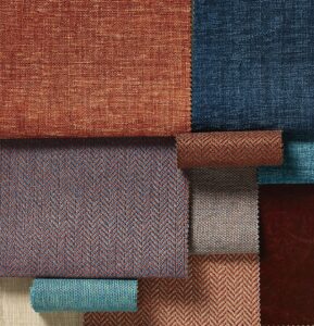 a collection of overlapping fabric samples from Skopos Chamonix collection