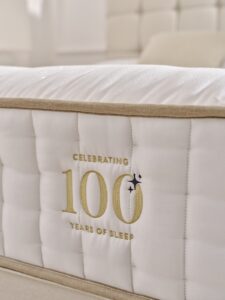 close-up of Sleepeezee Centurion mattress with lettering and logo on the side