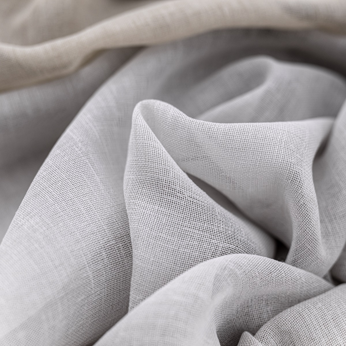 close up product shot of natural sheer fabrics from Edmund Bell