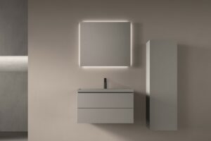 grey bathroom furniture and fittings in matching colour in the Vitrium range by Duravit