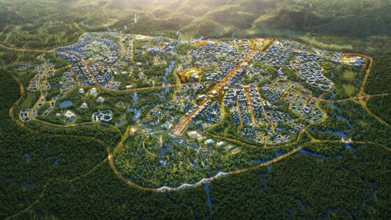 aerial view of proposed city planning for Indonesia’s new capital city, Ibu Kota Negara Nusantara.