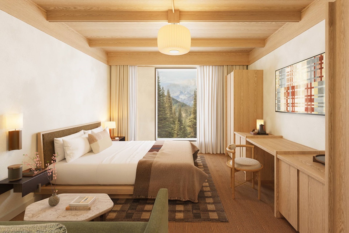 A contemporary guestroom in Aspen hotel