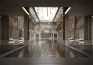 indoor pool in Moroccan palace restored by Four Seasons 