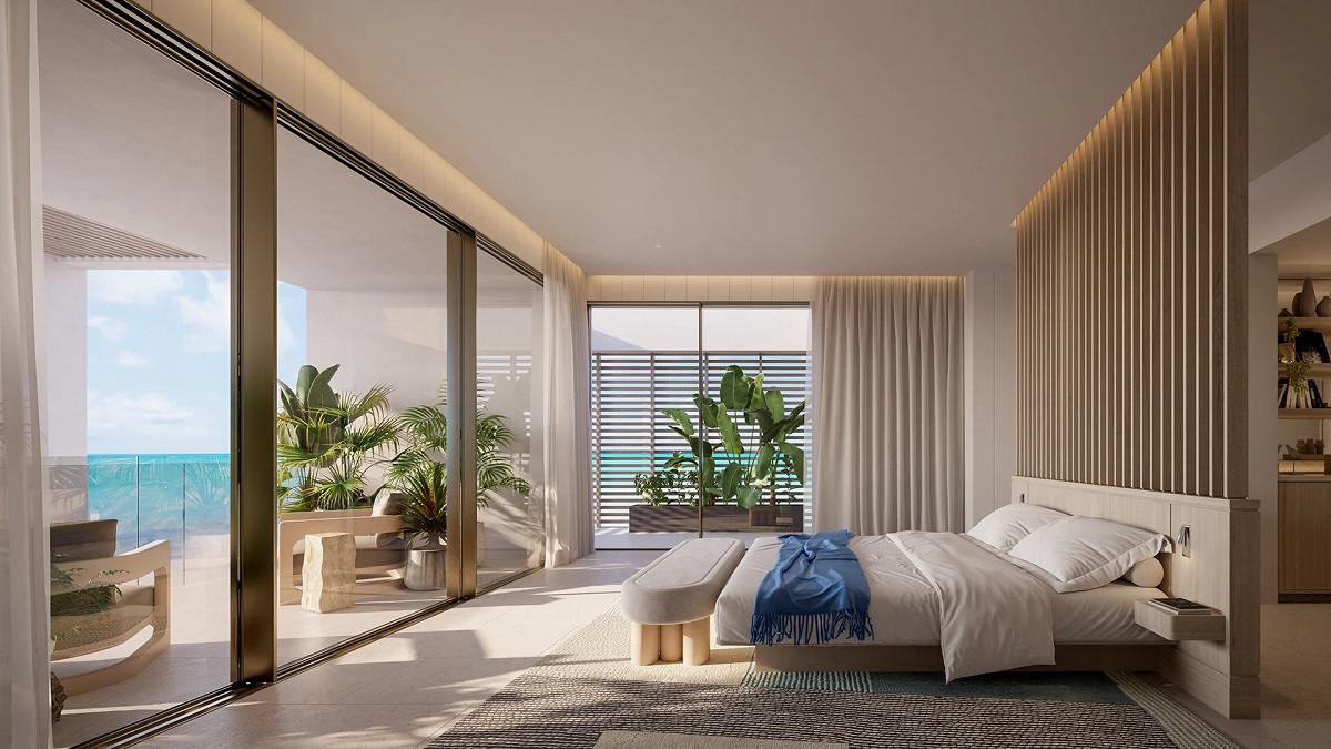 A luxury suite facing the ocean