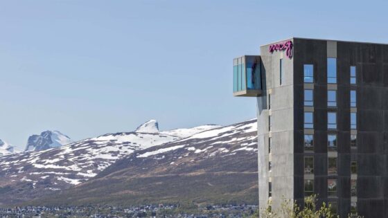 Moxy Tromso with mountains in the background