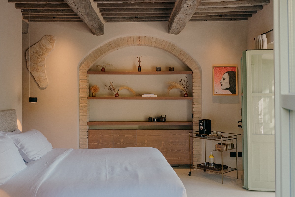 A bedroom inside Vocabolo Moscatelli