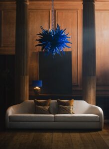 blue urchin light design by Porta Romana