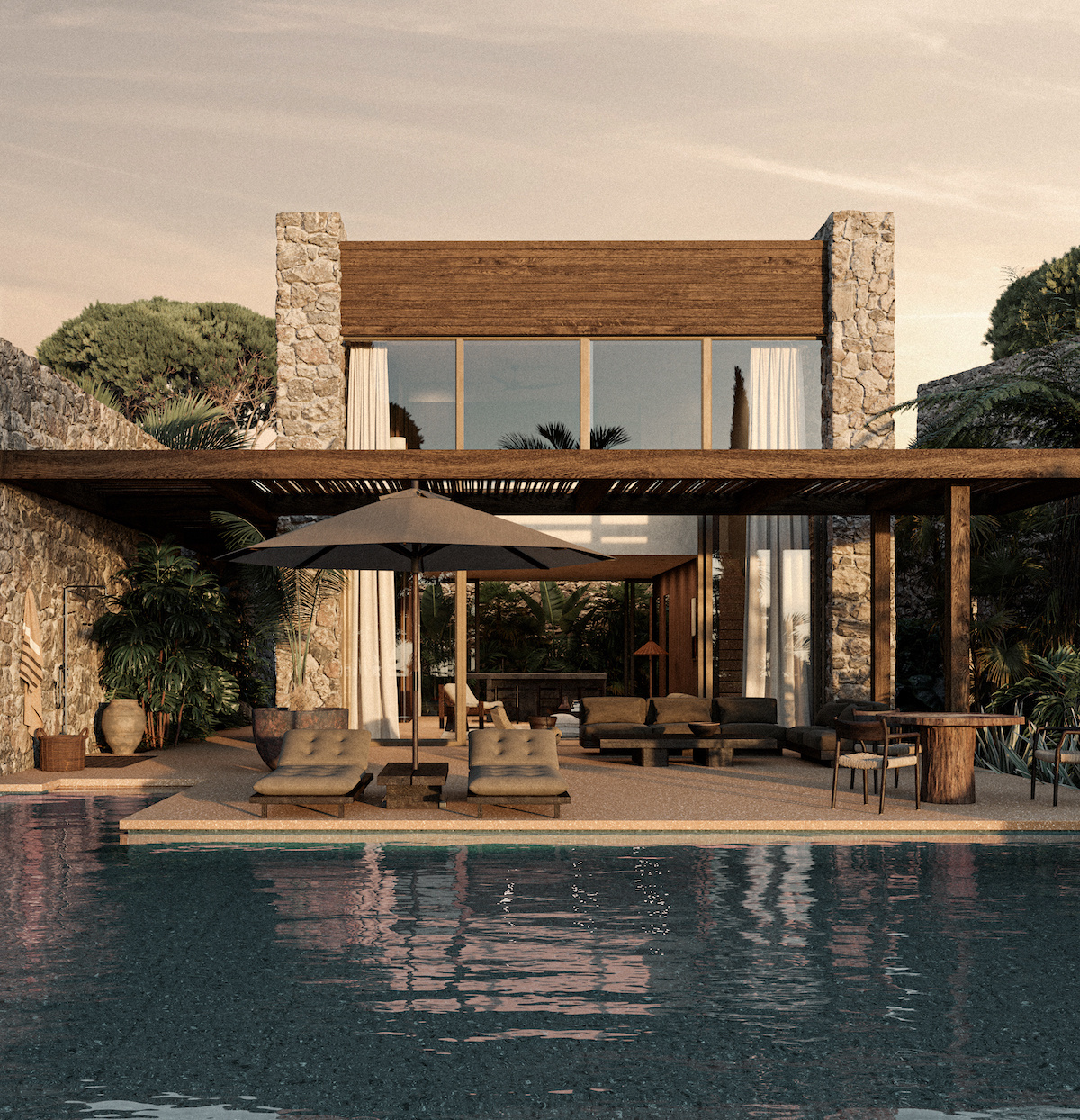 Render of villa and pool in Bodrum