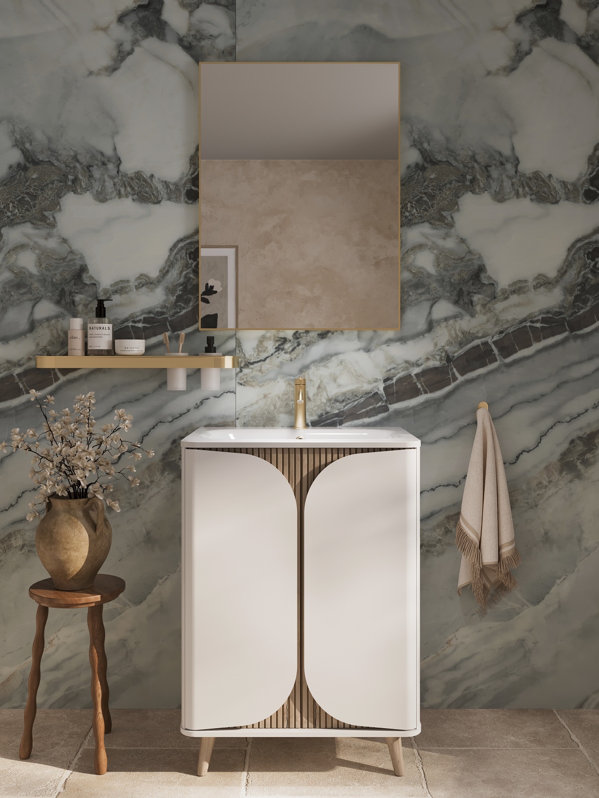 vanity unit and mirror in Crosswater bathroom