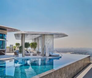outdoor furniture and fittings on the Lana rooftop from Sanipex Group