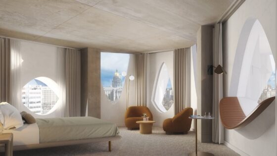 rendering of interior suite at Populus hotel Denver