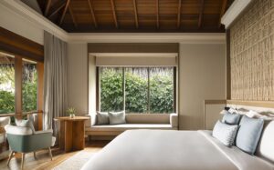guestroom designed by BLINK in Maldives resort using natural materials