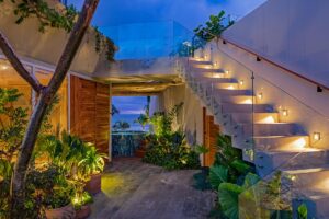 lighting up staircase to rooftop terrace EWOW suite Punta de Mita