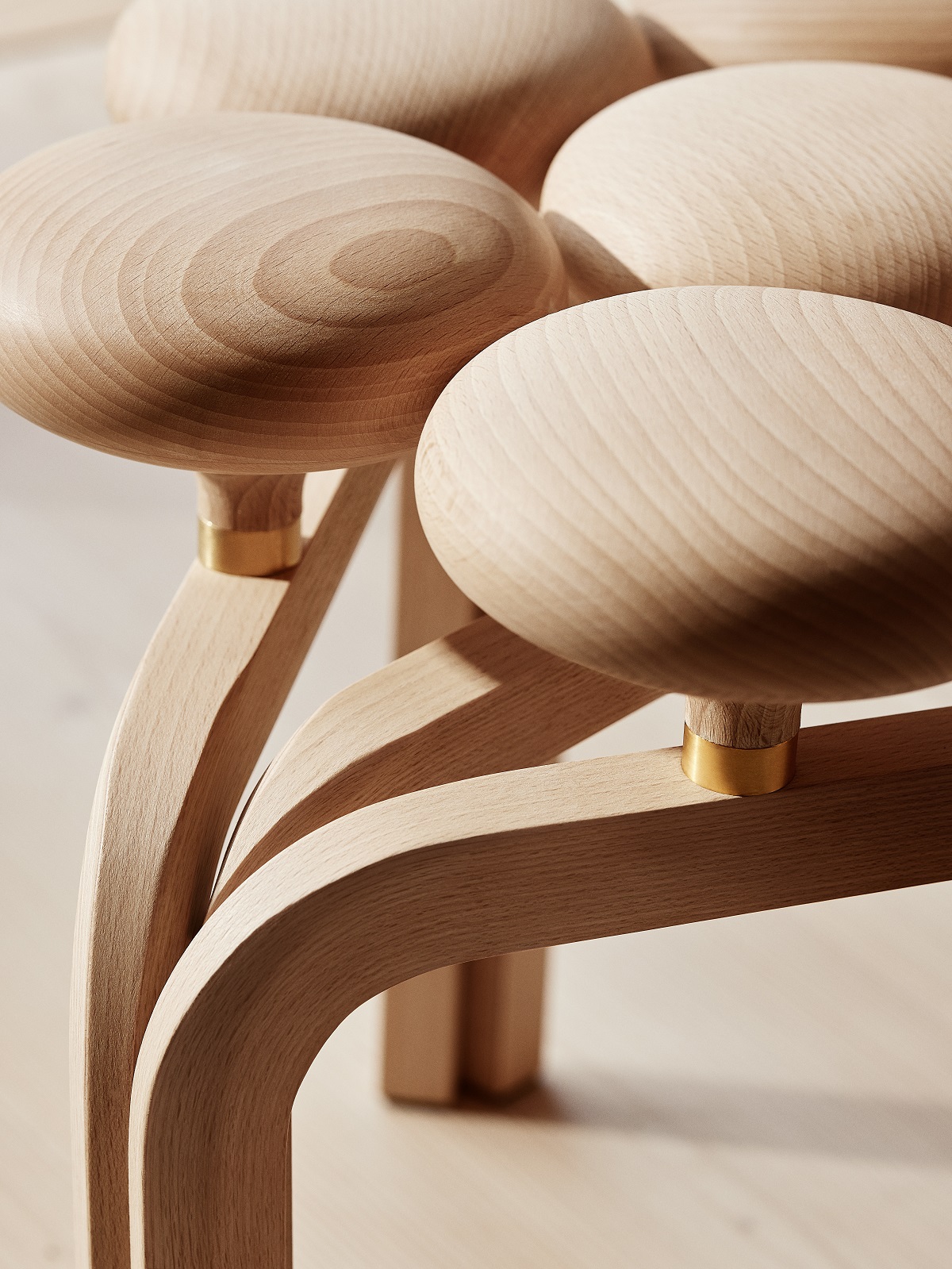 detail of wooden structure of Utzon chair from Fritz Hansen