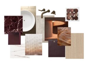 materials board form G.A Designs for bathroom at House of Rohl WOW!House