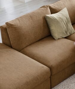 brown corner couch in Yellowstone fabric from Sekers