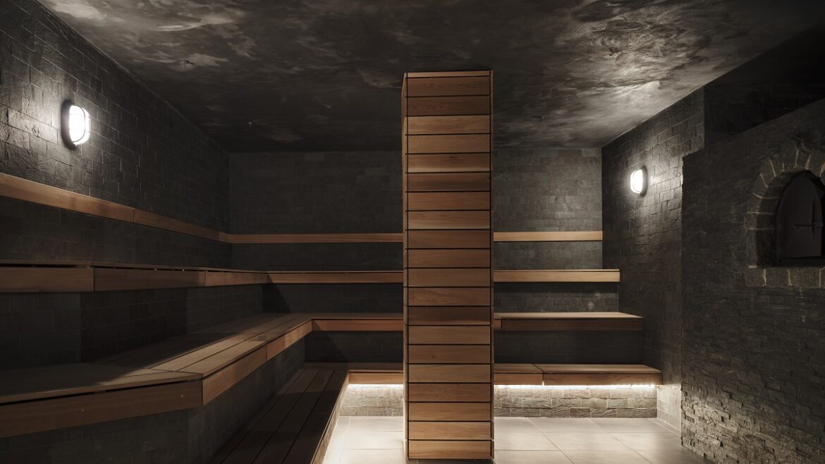 black portals, architectural lighting and steps in the Bathhouse flatiron