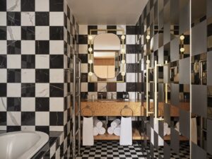 marble porcelain tiles from Atlas Concorde in bathroom at W Budapest