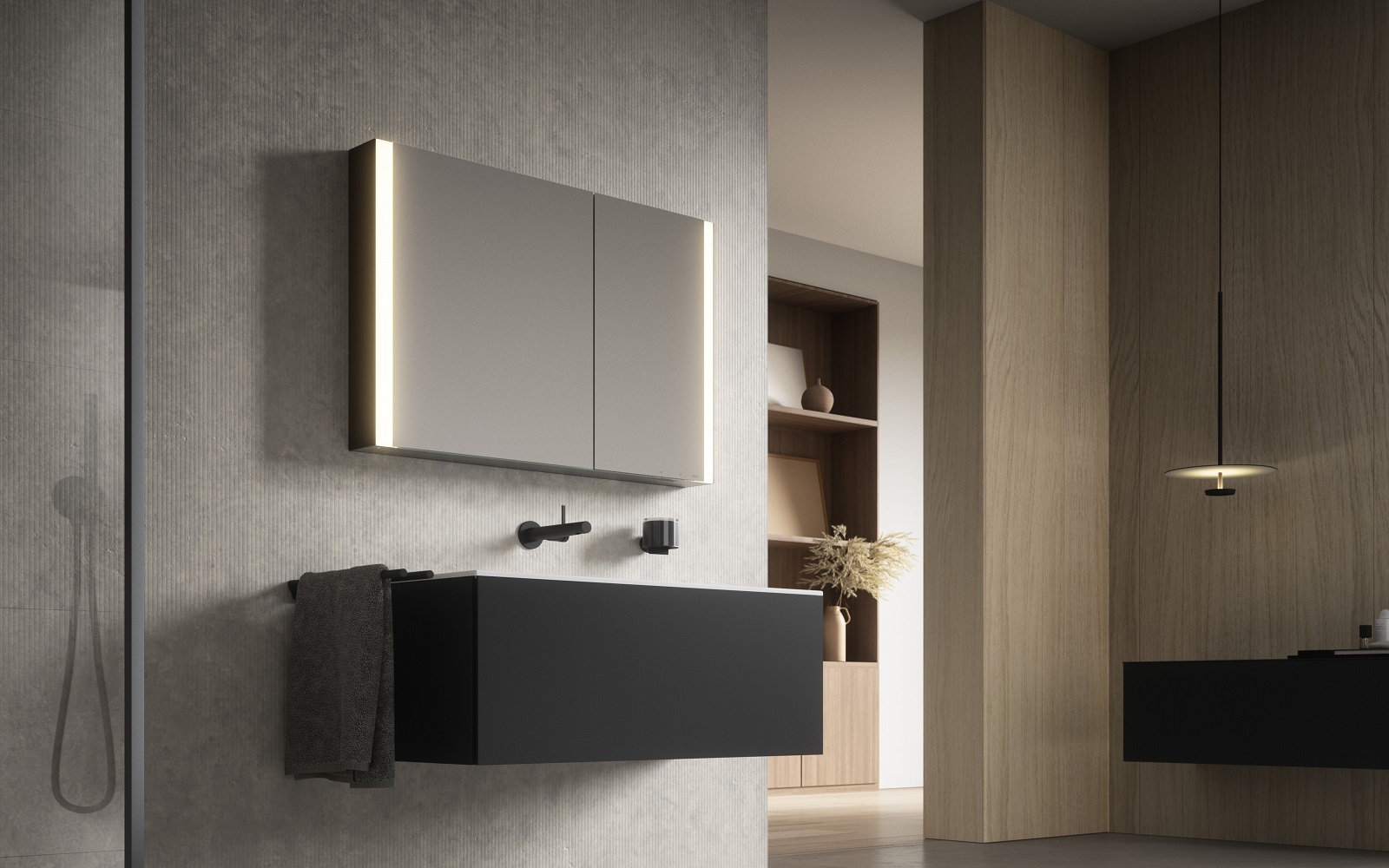 bathroom with Somaris mirrored cabinet by KEUCO