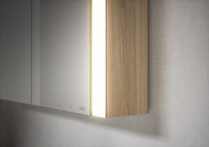 detail of mirrored Somaris bathroom cabinet from KEUCO
