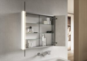 interior shelf detail of Somaris bathroom cabinet from KEUCO