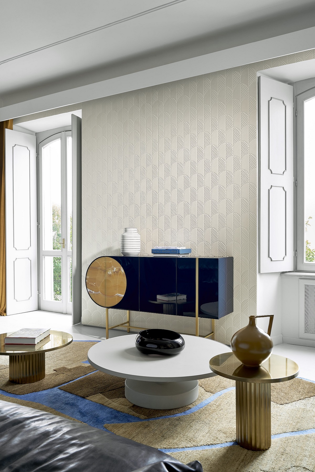 period style interior with contemporary furniture and Arte Anicca wallcovering