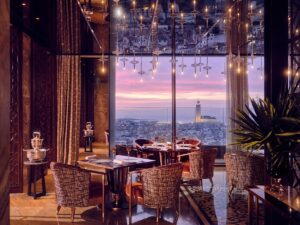 view across Casablanca from restaurant in the Royal Mansour