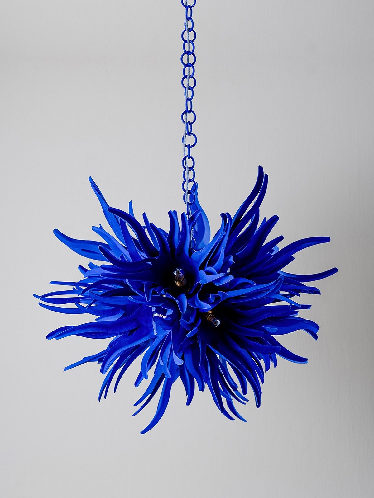 bespoke statement bright blue urchin pendant light