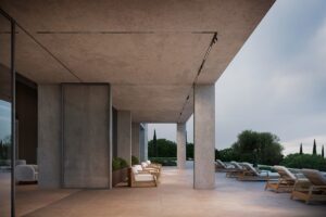 concrete outdoor terrace with Taglio recessed lighting from LedsC4