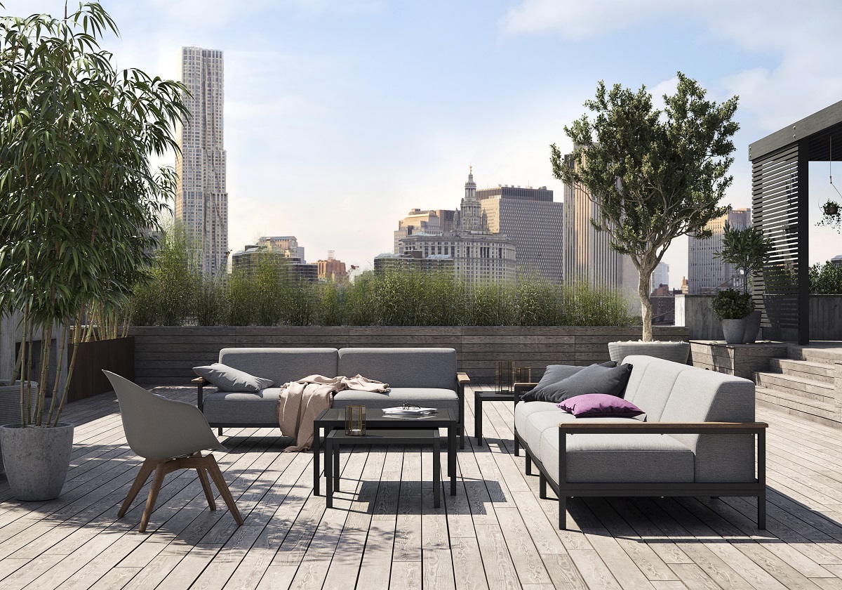 BoConcept outdoor furniture featured on a rooftop balcony