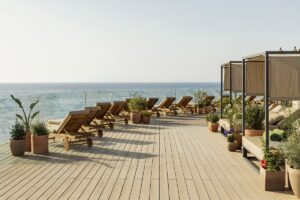 cabanas on the rooftop deck at Melia Ibiza