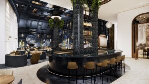 central bar and seating in Kimpton BEM Budapest